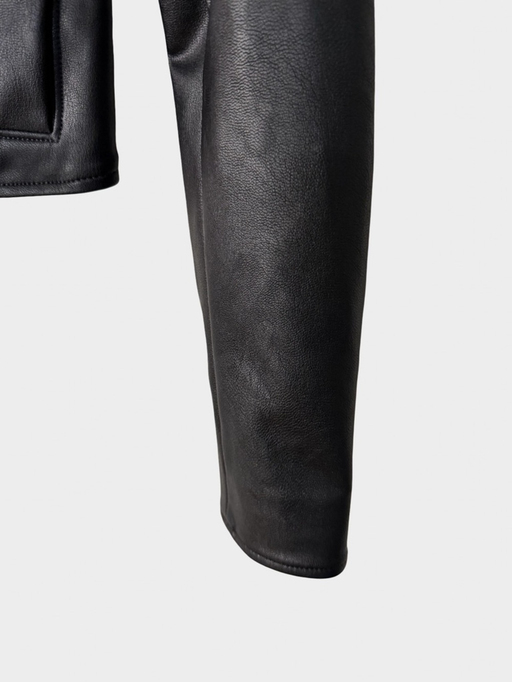 SPANX Black Leather Like Moto Jacket Cropped Zip XS Biker Rocker Edgy - Picture 6 of 13